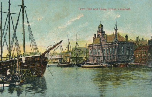 Town hall and quay, Great Yarmouth, Norfolk, c1905. Artist: Unknown.