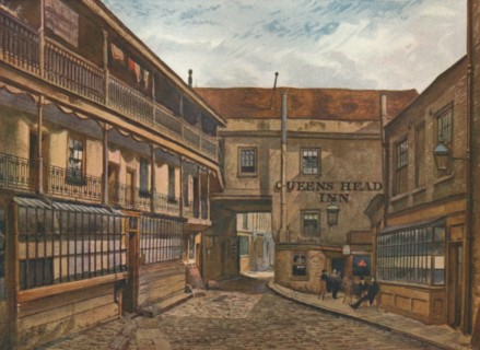 'The Yard of the Queen's Head Inn, Borough', Southwark, London, 1880 (1926) Artist: John Crowther.