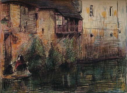 'Canal Scene, Quimperle', c1907.  Artist: William Henry Charlton.