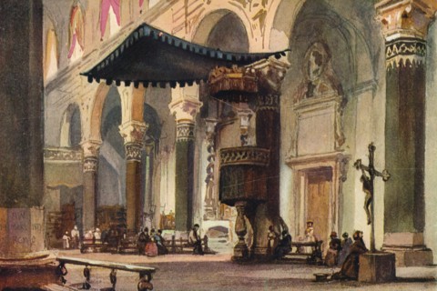 'Interior of Cathedral, San Remo', c1870. Artist: Alfred Waterhouse.