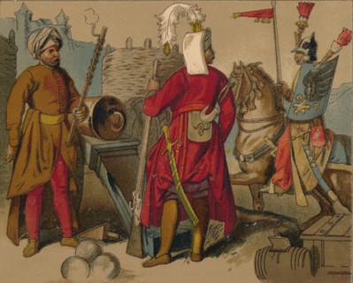 'Russian Strelitzi and Turkish Guards of the 17th Century - Artilleryman, Janissary, Spahioglan', c1 Artist: Unknown.