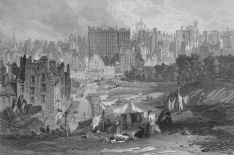 'Edinburgh Old Town from Princes Street', 1841. Artist: Thomas Dobbie.