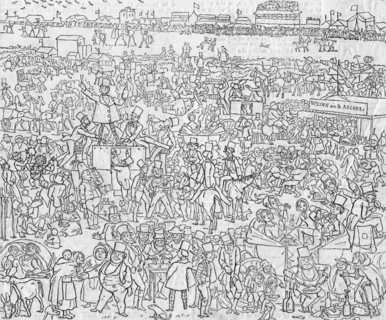 'Manners and Customs of ye Englyshe in 1849: A View of Epsom Downe on ye Derbye Daye', 1849. Artist: Richard Doyle.