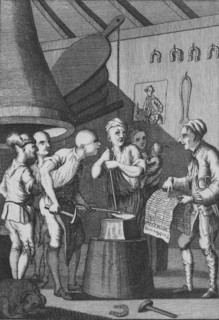 'The Blacksmith lets his Iron grow cold attending to the Taylor's News', 1772. Artist: Unknown.