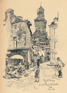'Tour de l'Horloge, Vire', c1893. Artist: Bernard Partridge.