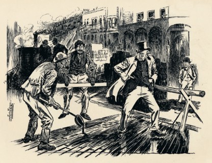 'Roads up as usual', c1900. Artist: James Frank Sullivan.