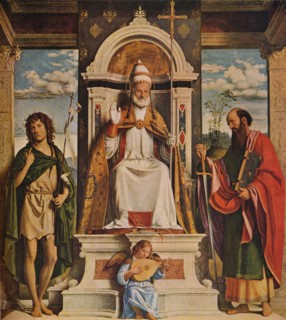 Saint Peter enthroned with Saints, John the Baptist and Saint Paul', c1516. Artist: Giovanni Battista Cima da Conegliano.