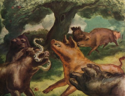 'Hogs Killing a Rattlesnake', 1930. Artist: John Steuart Curry.