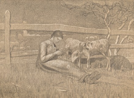 'The Shepherdess', c1888. Artist: Giovanni Segantini.