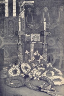 'The Cinerary Casket of G. F. Watts, R.A. Compton Mortuary Chapel, Thursday, 7 July, 1904', c1904. Artist: Winifred Cooper.