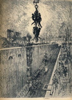 'The End of the Day-Gatun Lock', 1912. Artist: Joseph Pennell.