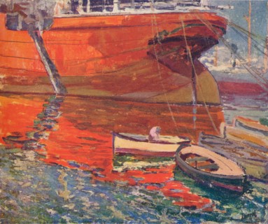 'The Red Ship, Barcelona', c1915. Artist: Rafael Forns y Romans.