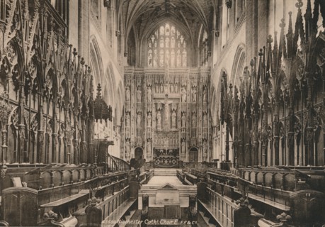 Choir of Winchester Cathedral, Hampshire, early 20th century(?). Artist: Unknown.