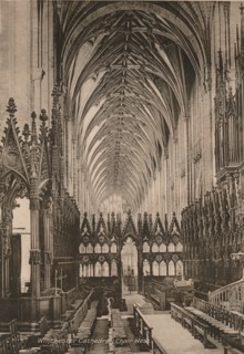 Choir of Winchester Cathedral, Hampshire, early 20th century(?). Artist: Unknown.