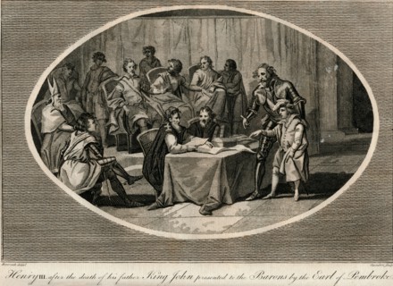 Henry III presented to the Barons by the Earl of Pembroke, 1216 (1793). Artist: Unknown.