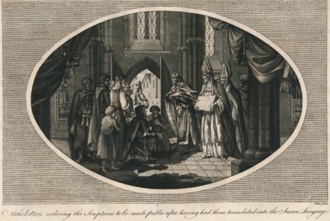 Athelstan ordering publication of the scriptures translated into Anglo-Saxon, 930s (1793). Artist: Unknown.