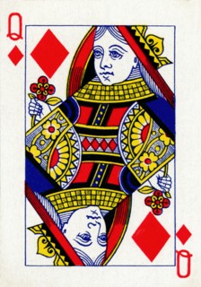Queen of Diamonds from a deck of Goodall & Son Ltd. playing cards, c1940. Artist: Unknown.