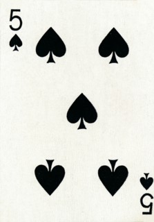 5 of Spades from a deck of Goodall & Son Ltd. playing cards, c1940. Artist: Unknown.
