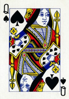 Queen of Spades from a deck of Goodall & Son Ltd. playing cards, c1940. Artist: Unknown.
