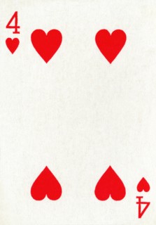 4 of Hearts from a deck of Goodall & Son Ltd. playing cards, c1940. Artist: Unknown.