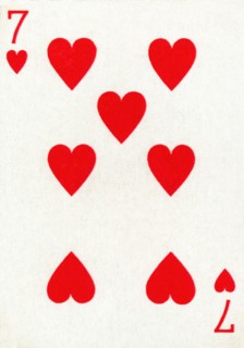 7 of Hearts from a deck of Goodall & Son Ltd. playing cards, c1940. Artist: Unknown.