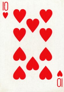 10 of Hearts from a deck of Goodall & Son Ltd. playing cards, c1940. Artist: Unknown.