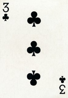 3 of Clubs from a deck of Goodall & Son Ltd. playing cards, c1940. Artist: Unknown.