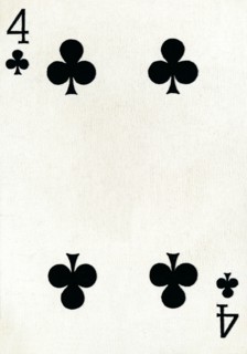 4 of Clubs from a deck of Goodall & Son Ltd. playing cards, c1940. Artist: Unknown.