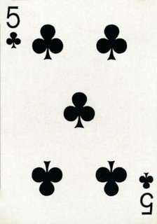 5 of Clubs from a deck of Goodall & Son Ltd. playing cards, c1940. Artist: Unknown.