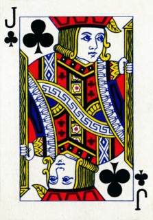 Jack of Clubs from a deck of Goodall & Son Ltd. playing cards, c1940. Artist: Unknown.