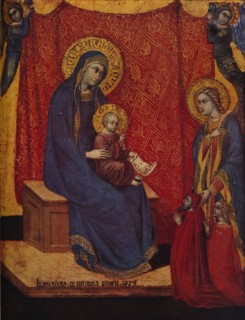 'The Madonna Enthroned and Two Donors in Adoration', 1374. Artist: Barnaba da Modena.