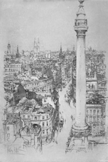 'The Monument, Fish Street Hill, from the steeple of St. Magnus', c1903, (1903). Artist: Hedley Fitton.