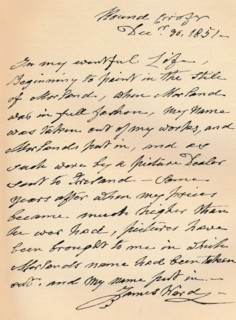 A letter from James Ward, 1851 (1904). Artist: James Ward.
