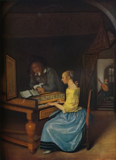 'A Young Woman playing a Harpsichord to a Young Man', 1659. Artist: Jan Steen.