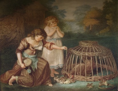 'Feeding Chickens', c1788. Artist: Peltro William Tomkins.