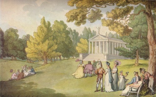 'The Gardens at Stowe House, Bucks', c1785. Artist: Thomas Rowlandson.