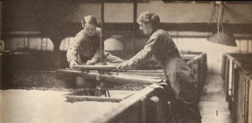 Screwing Down the Yeast in a Burton-On-Trent Brewery', c1916, (1935). Artist: Unknown.