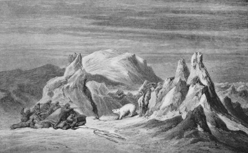 'A Party from the Tegetthoff Encounters A Bear', c1876, (1928). Artist: Unknown.