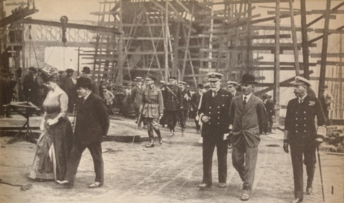 King George V and Queen Mary at a Sunderland shipyard during World War I, June 15th, 1917, (1935). Artist: Unknown.