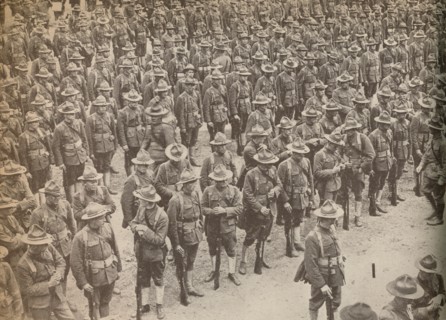 'United States Troops on parade before their march through London on August 15, 1917, when they were Artist: Unknown.