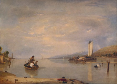 'Dead Calm, Boats off Cowes Castle', c1841. Artist: Augustus Wall Callcott.