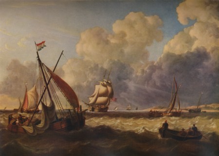 'Fishing Boats off the Dutch Coast', 1823. Artist: Charles Martin Powell.