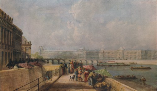 'The Pont des Arts and the Louvre from the Quai Conti', c1849. Artist: David Cox the elder.