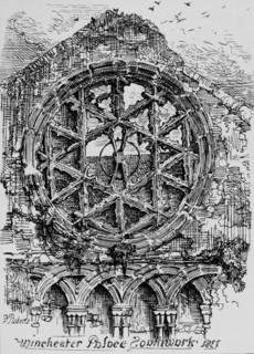 'The Circular Window of the Hall of Winchester House (Winchester Palace), Southwark', 1835, (1912). Artist: David Roberts.