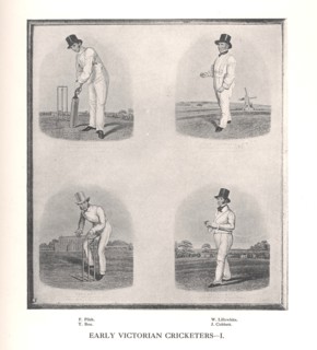 Early Victorian cricketers, 19th century (1912). Artist: Unknown.