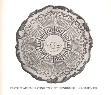 Plate commemorating WG Grace's hundreth century, 1895 (1912). Artist: Unknown.