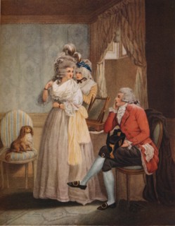 'Dressing for the Masquerade. Laetitia Flies from Reflection to Public Entertainments', 1789. Artist: John Raphael Smith.
