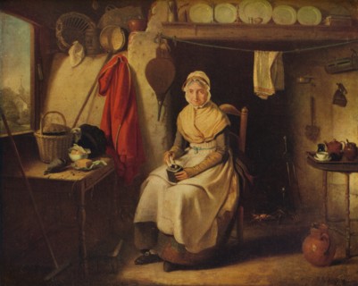 'Cottage Interior, at Lexden, Essex', 1802. Artist: William Redmore Bigg.
