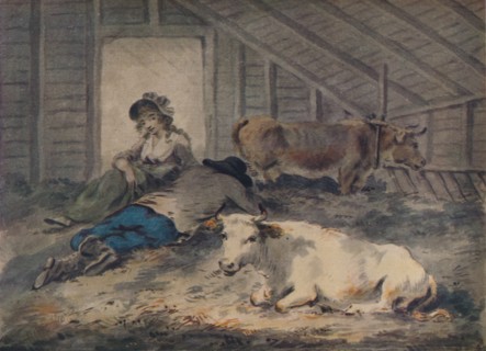 'Courtship in a Cowshed', c1801. Artist: Julius Caesar Ibbetson.