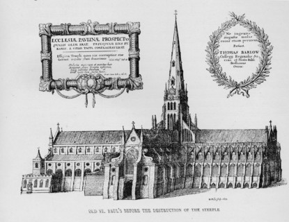 Old St Paul's Cathedral before the destruction of the steeple, 1657 (1904). Artist: Wenceslaus Hollar.